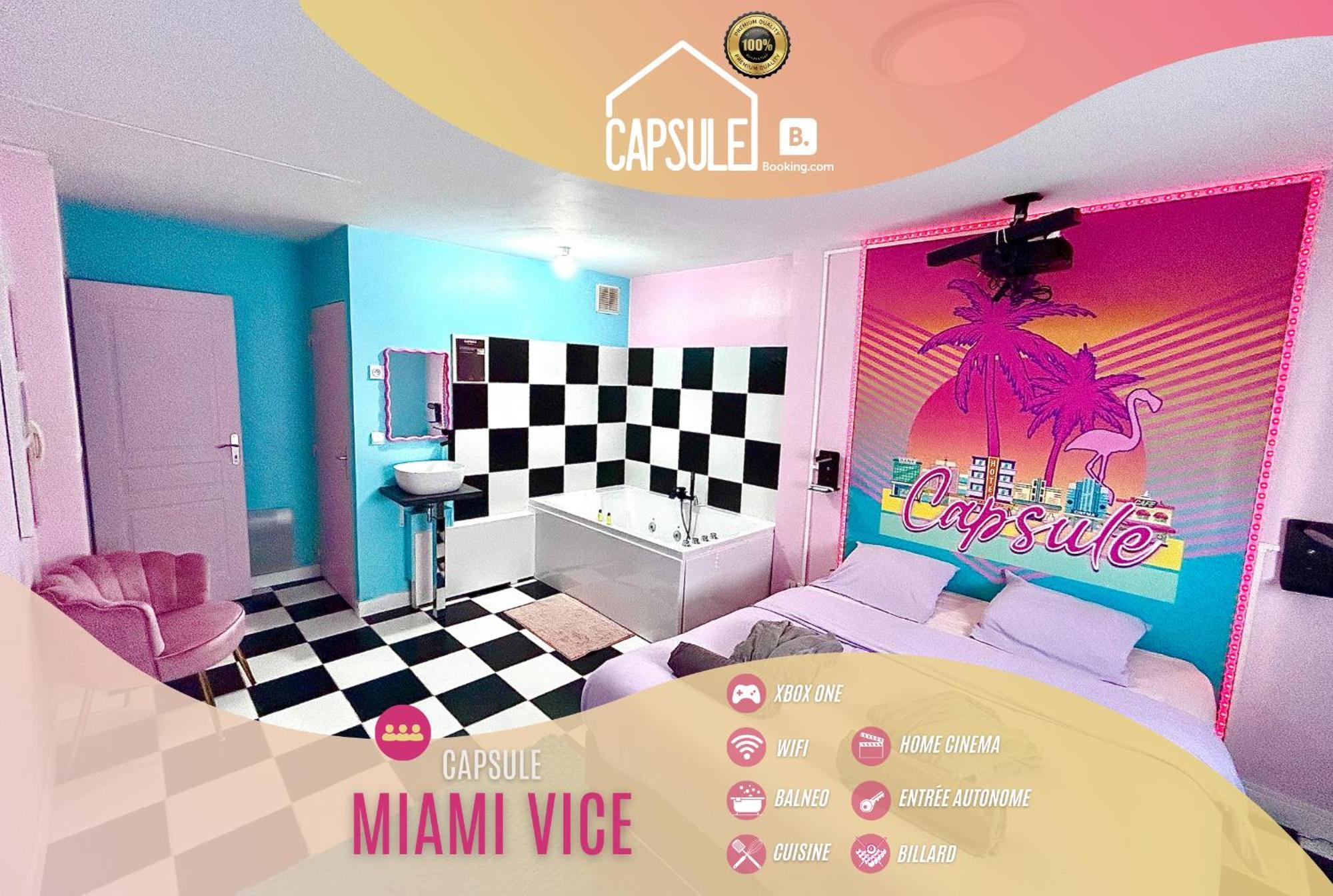 Apartment Capsule Miami Vice - Jacuzzi - Billard - Ecran Cinema & Netflix - Ping-pong - Nintendo & Jeux- *